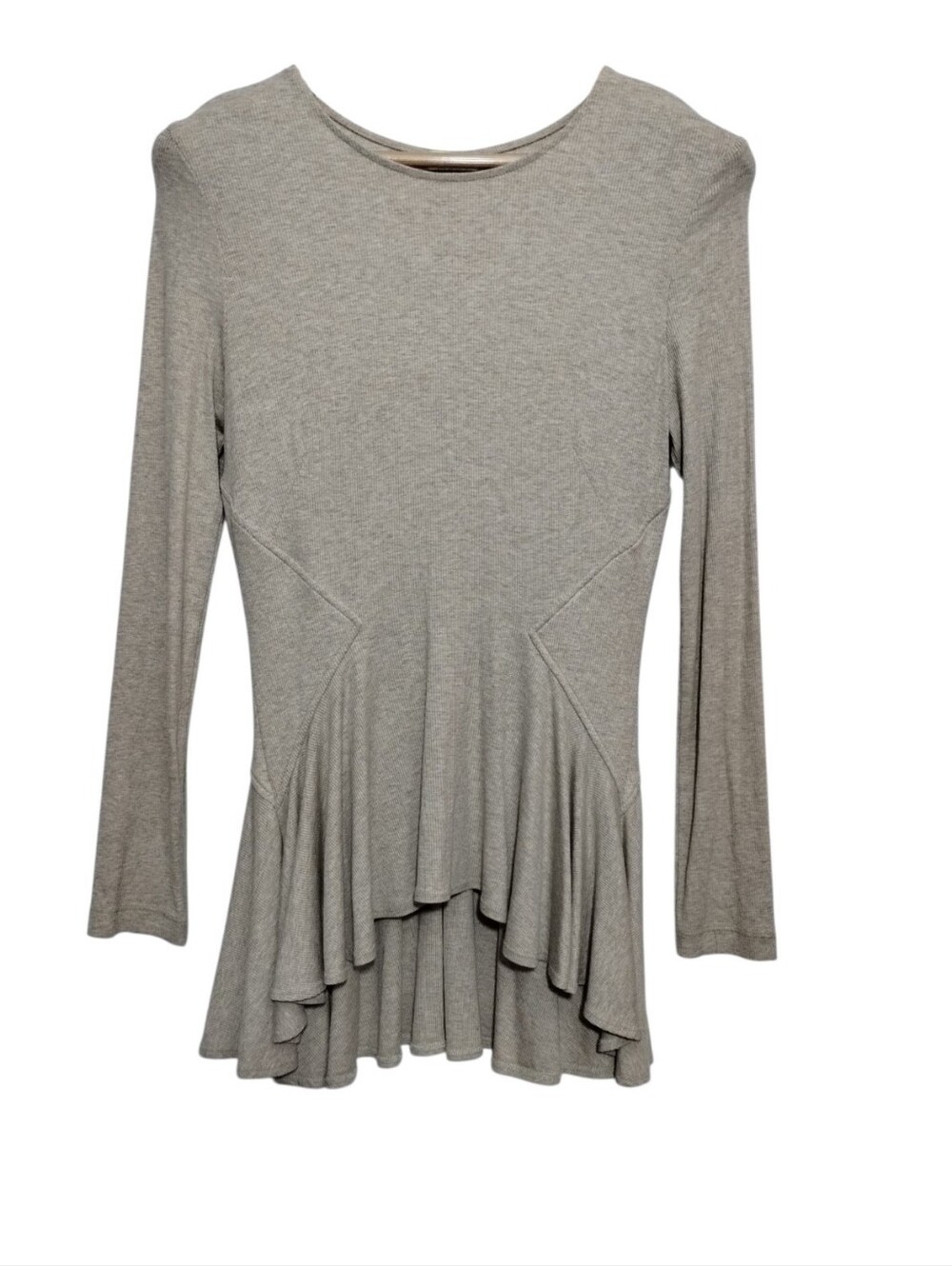 Torn by Ronny Kobo Alaina Peplum Long Sleeve Knit Ribbed Top